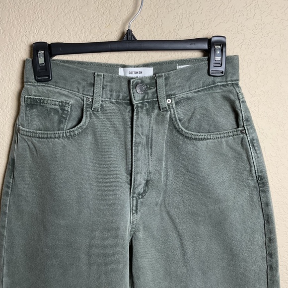 Cotton On Womens 2 Green Loose Straight Jean Denim High Waisted Wide Leg‎ - Picture 4 of 8